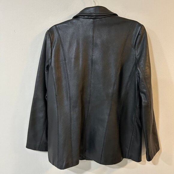 Vintage Wilson’s Leather Black Button Down Collar Jacket Women’s Size Large - Picture 3 of 6